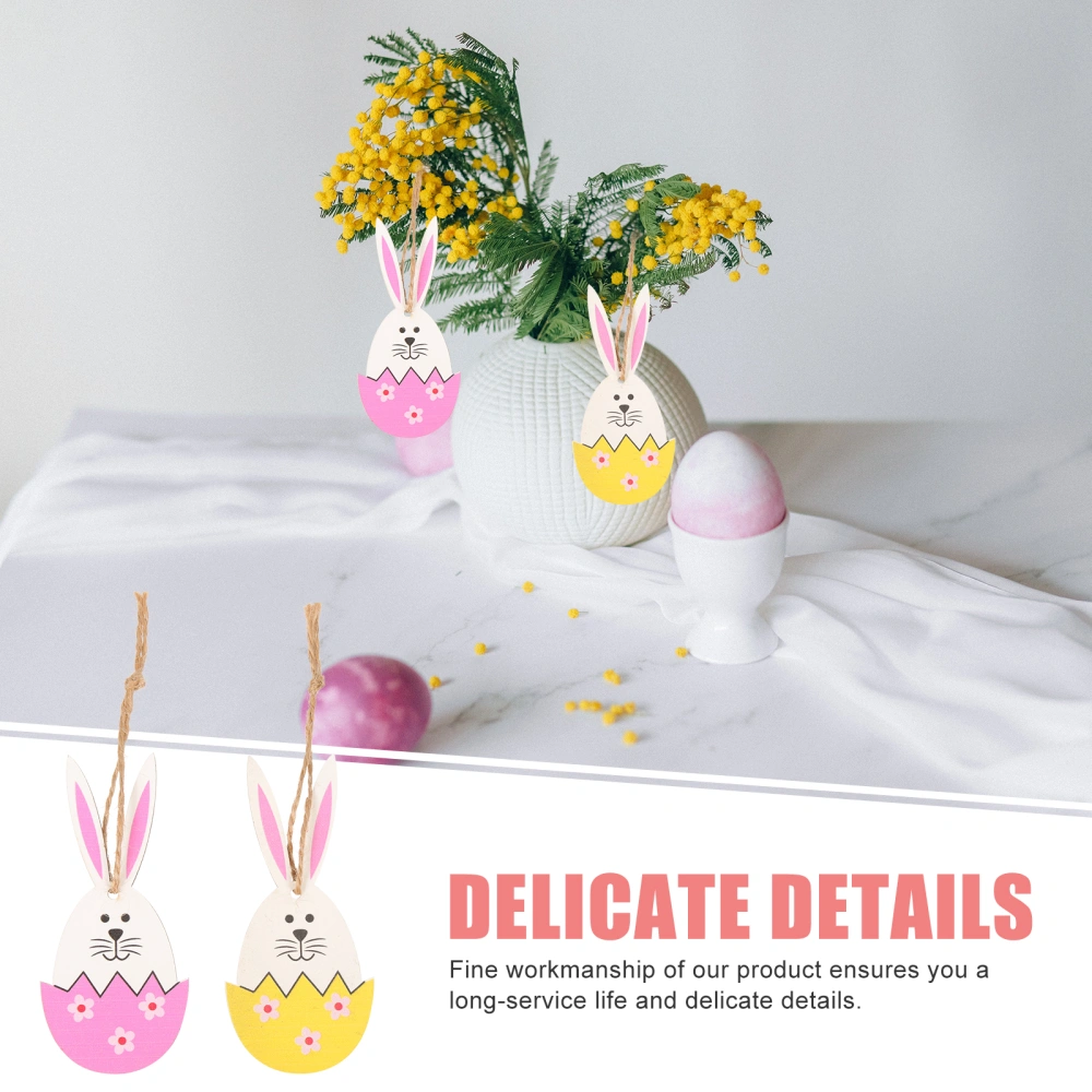 20Pcs Easter Wooden Hanging Decoration Bunny Egg Hanging Pendants Ornament Party Favor