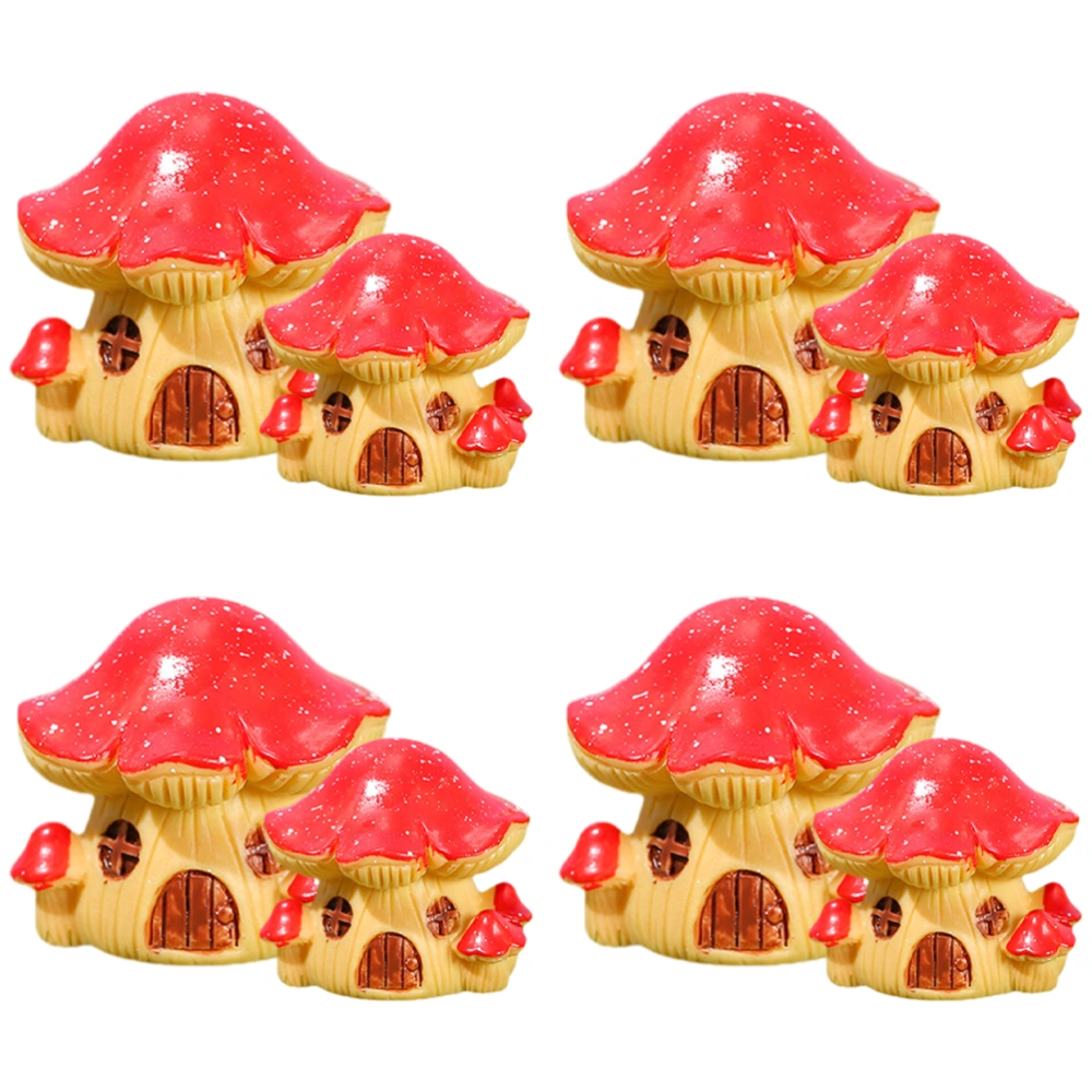 8pcs Mushroom House Figurine Bonsai Landscape Garden Mushroom House Tiny Figurine