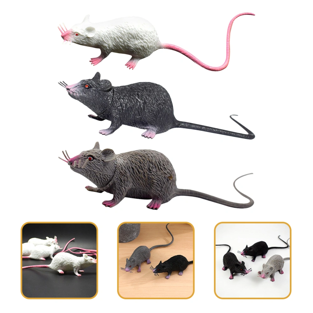 3pcs Fake Rat Spooky Toy Prank Prop Simulated Rat Model For Party Halloween