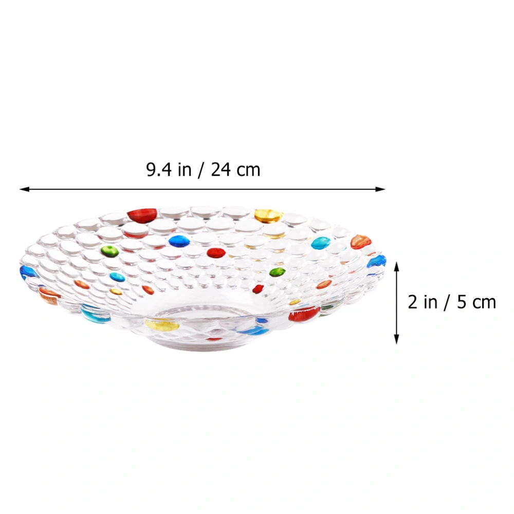 2pcs Colorful Dots Glass Fruit Plate Glass Fruit Serving Plate Simple Fruit Plate Home Supply