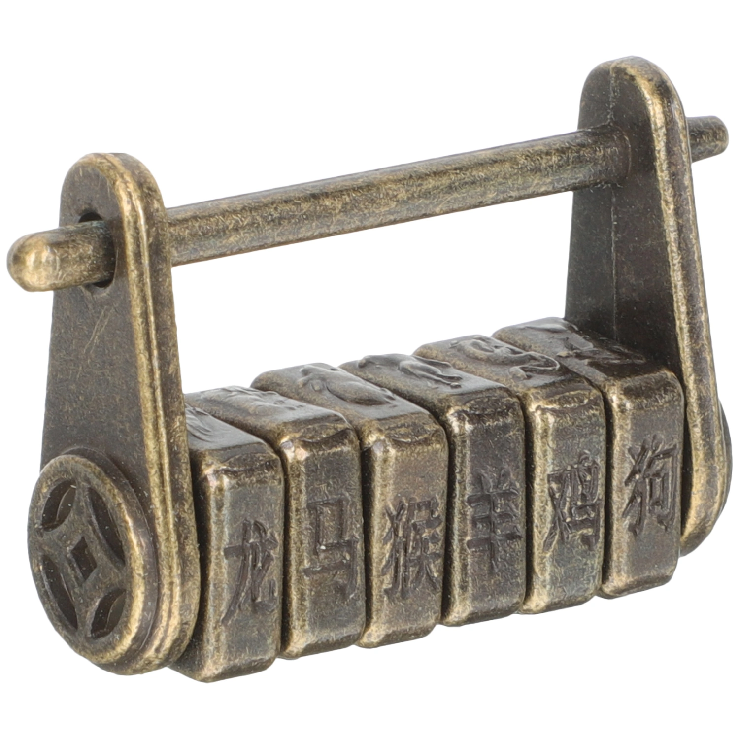 Vintage Antique Combination Lock Zinc Alloy Lock Carved Word Padlock for Suitcase