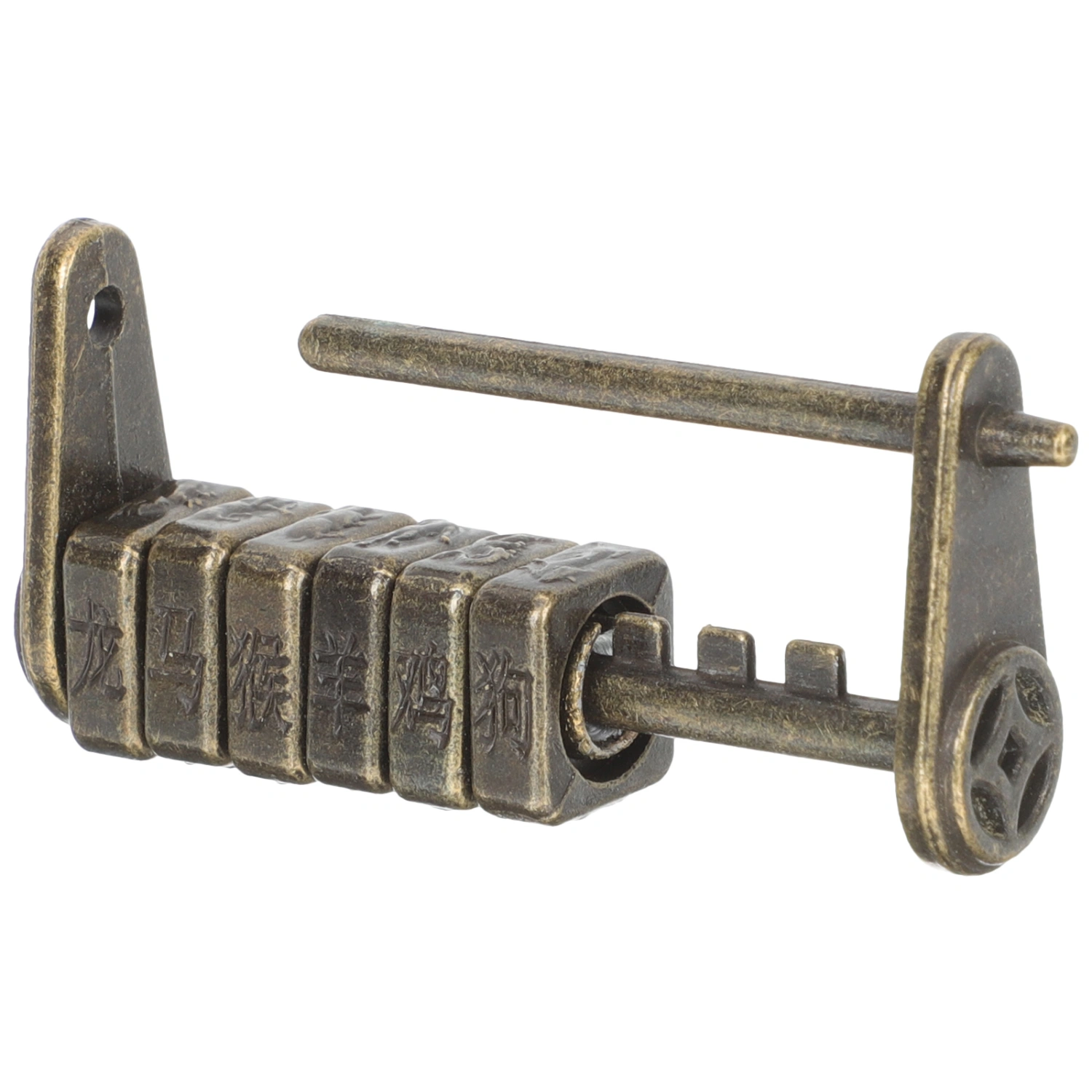 Vintage Antique Combination Lock Zinc Alloy Lock Carved Word Padlock for Suitcase