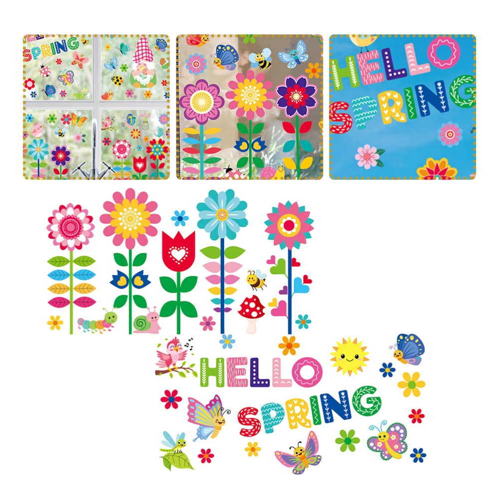 1 Set Spring Static Window Stickers Spring Window Decor Spring Window Static Window Clings