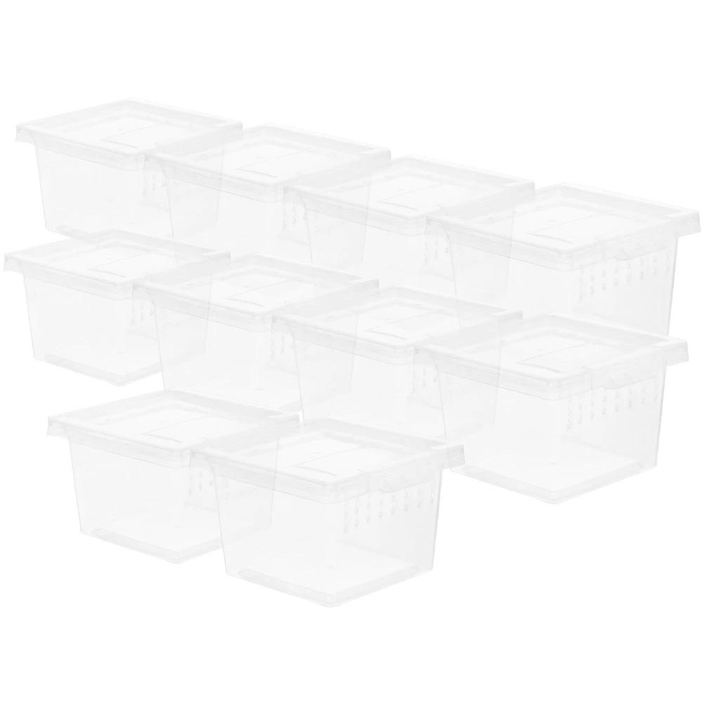 12Pcs Clear Crickets Keeper Transparent Snake Cage Household Reptile Box Reptile Supply