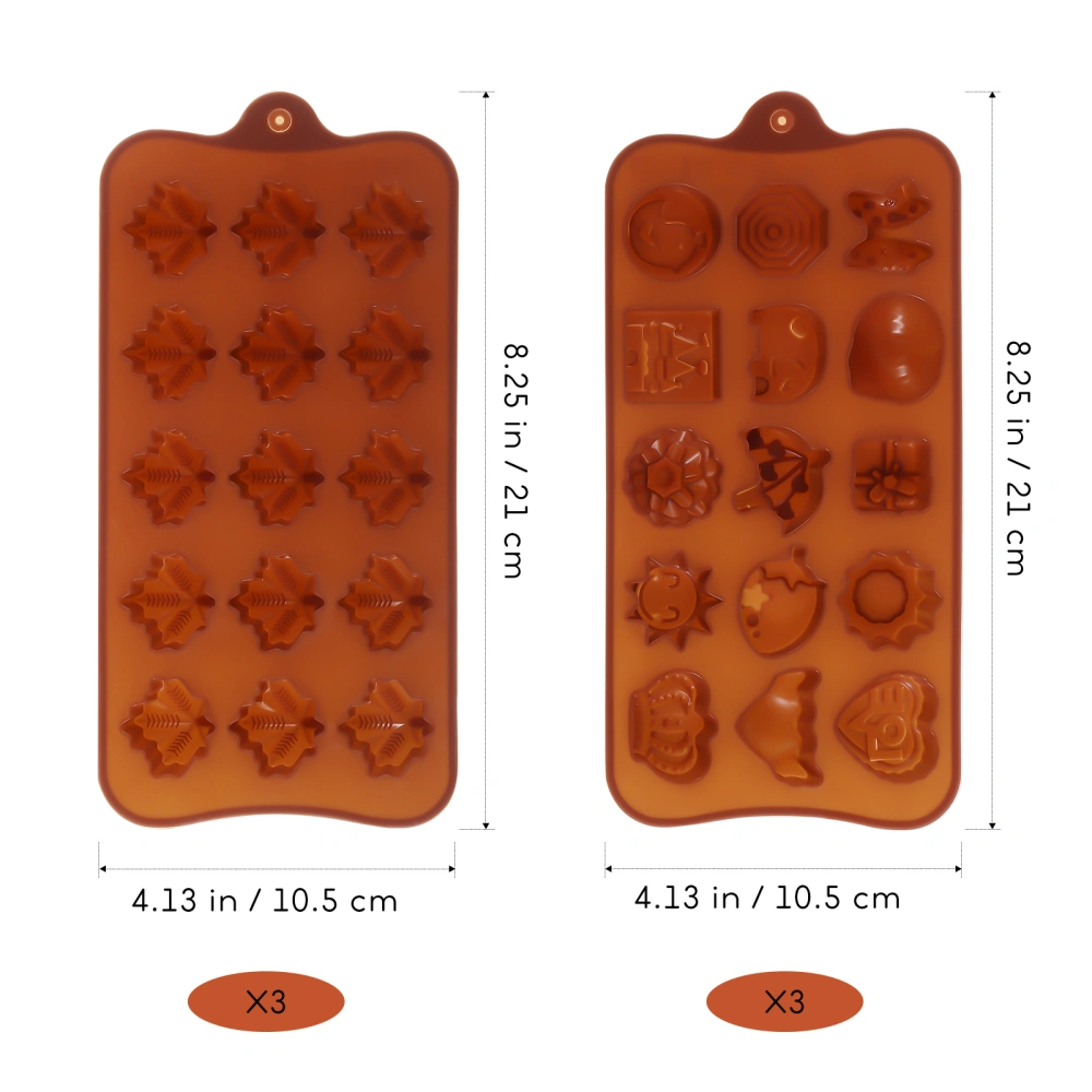 6 Pcs Silicone Molds Chocolate Molds Maple Leaf Cartoon Shape Baking Molds Candy Moulds Baking Tools