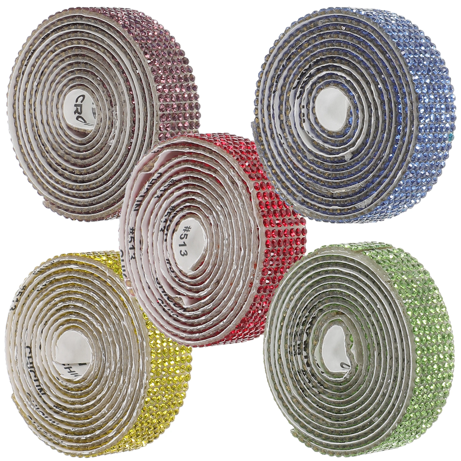 5 Rolls Rhinestone Ribbons Clothes Rhinestone Strips Self-adhesive Rhinestone Tapes