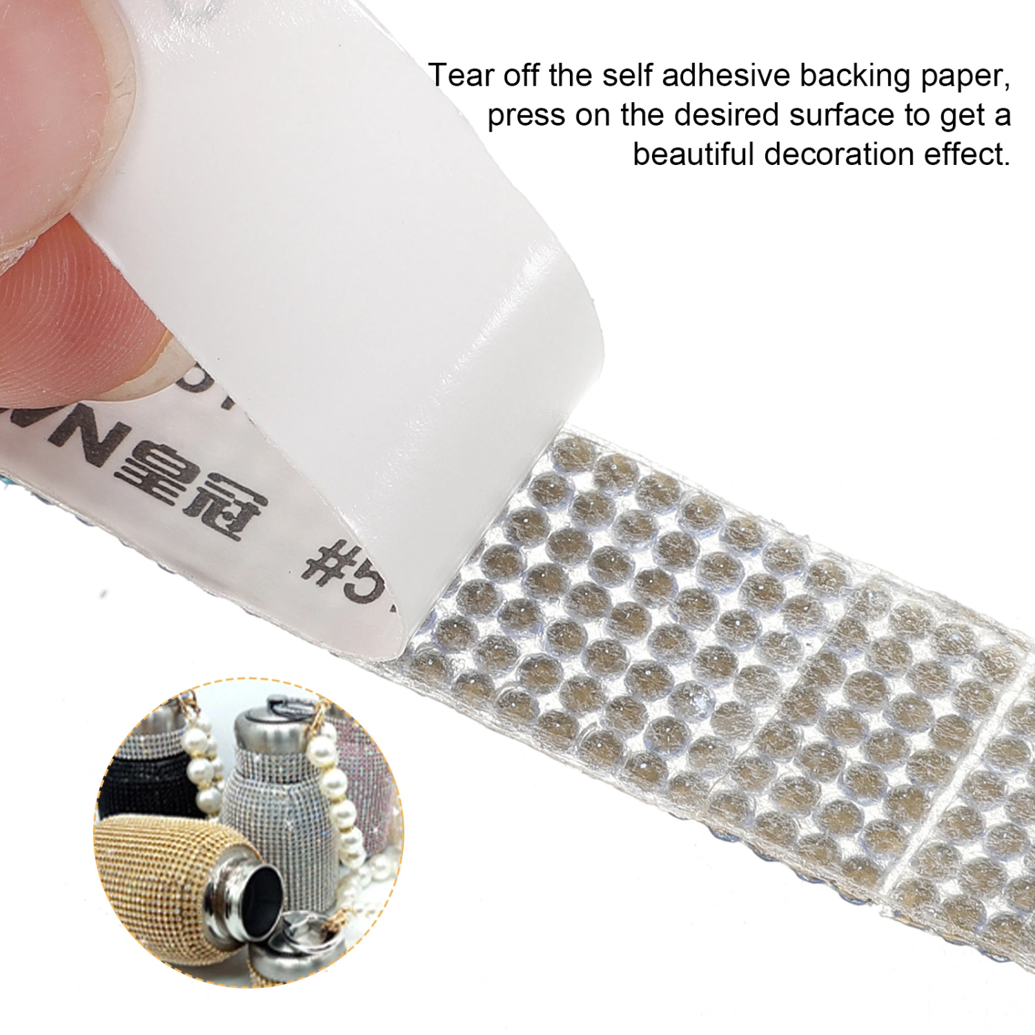 5 Rolls Rhinestone Ribbons Clothes Rhinestone Strips Self-adhesive Rhinestone Tapes