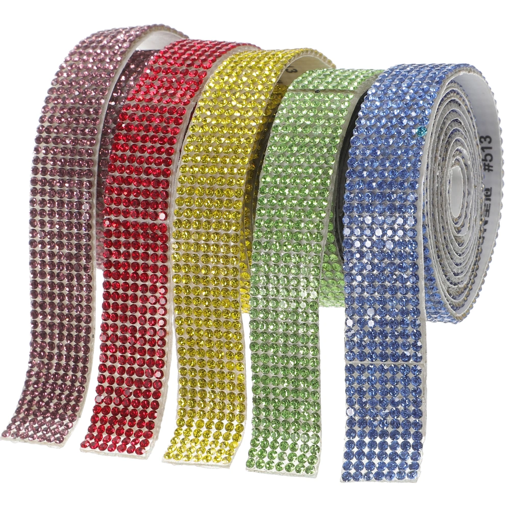 5 Rolls Rhinestone Ribbons Clothes Rhinestone Strips Self-adhesive Rhinestone Tapes