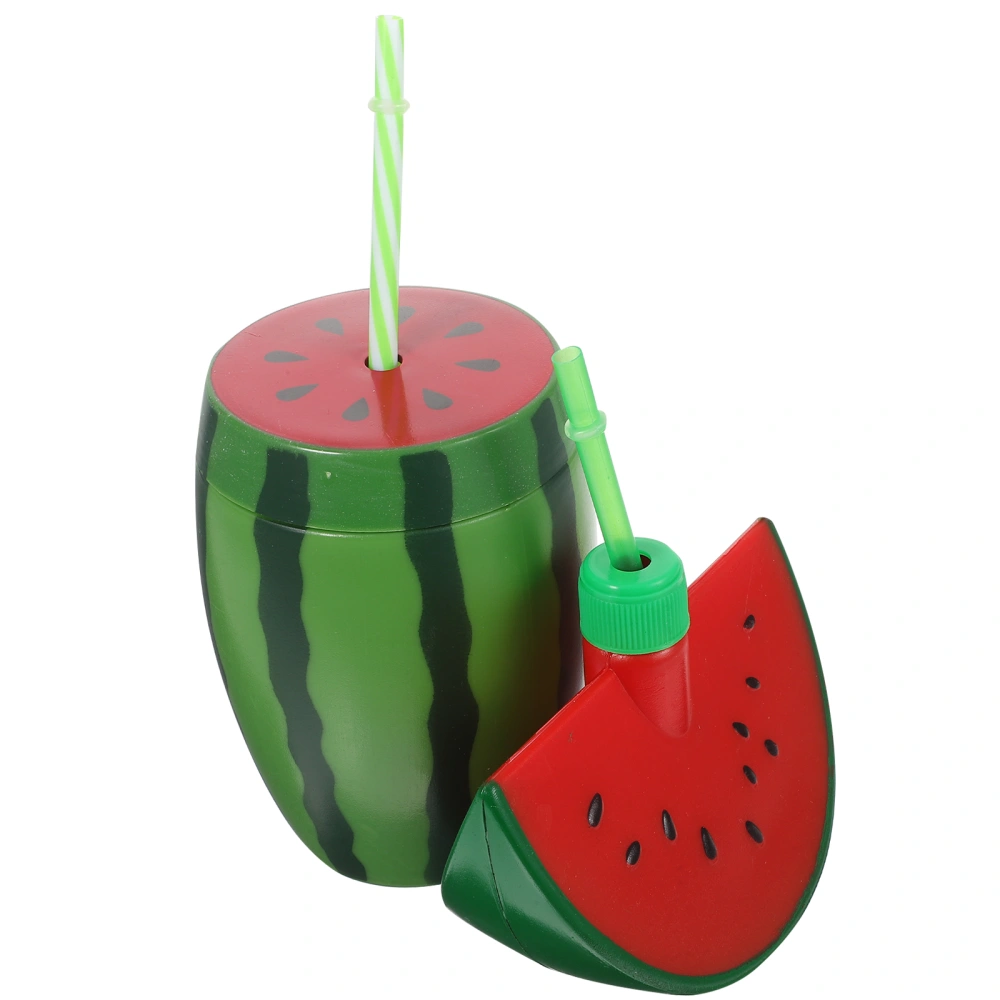 2Pcs Watermelon Shaped Cup with Straw Funny Drinking Cup Summer Party Juice Cup