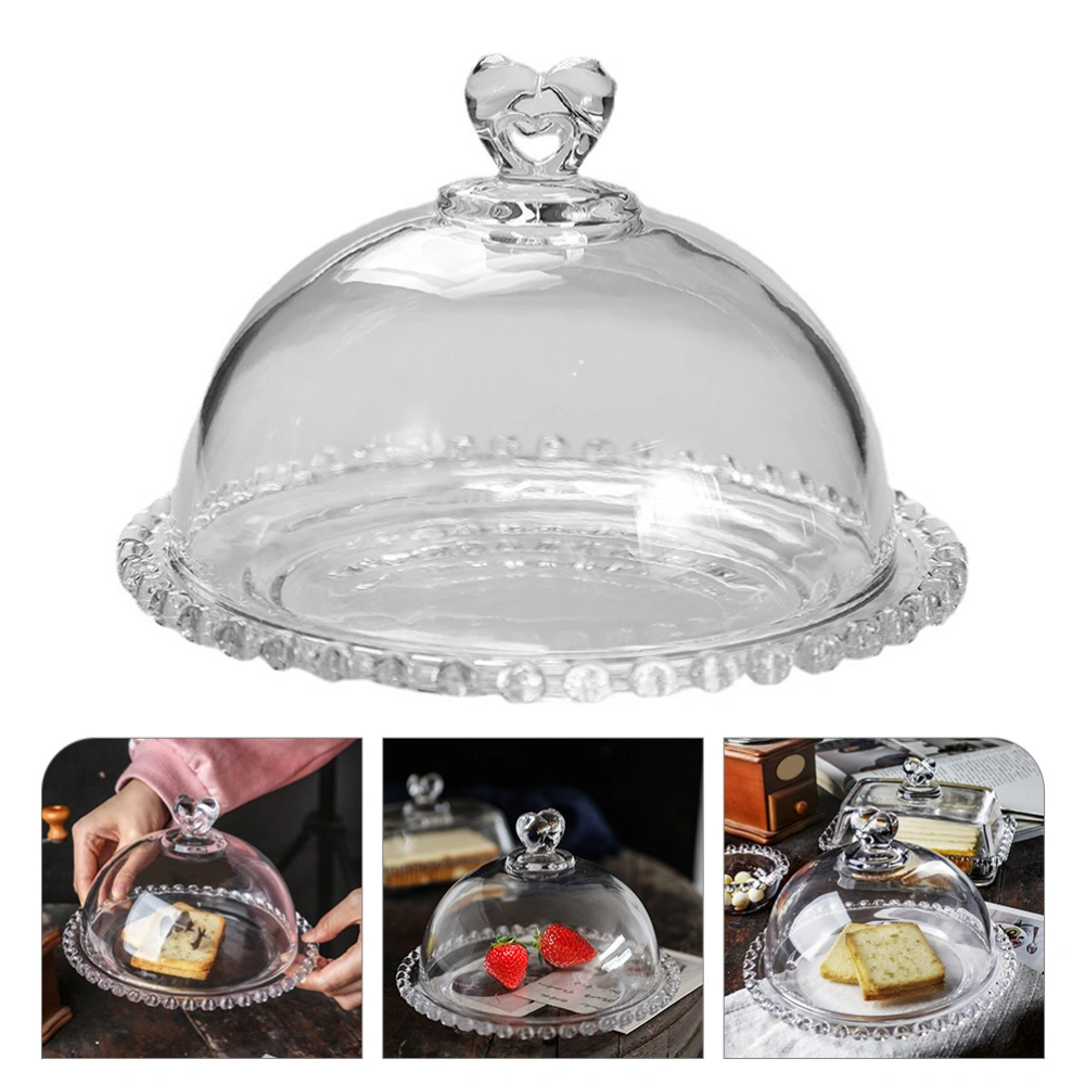 Glass Cake Tray with Dome Cover Decorative Round Cupcake Dessert Fruits Tray