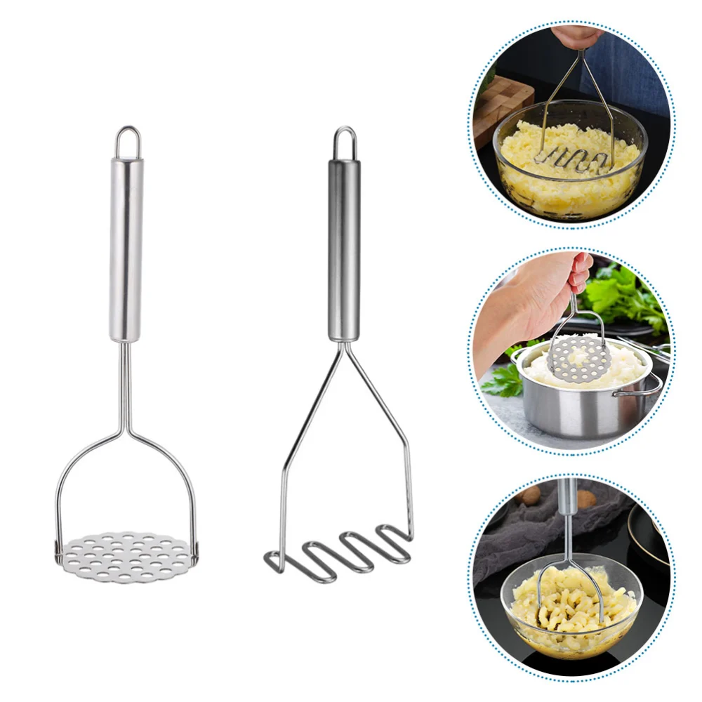 2pcs Potato Masher Stainless Steel Potato Masher Handle Potato Masher Tools