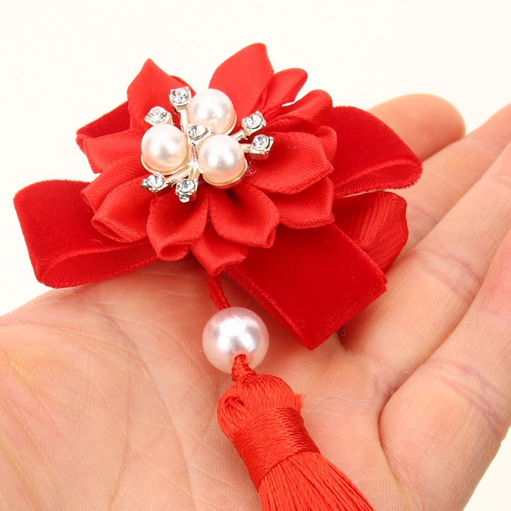 3 Pairs Chinese Traditional Tassel Hair Barrettes Furry Balls Flowers Hairpins