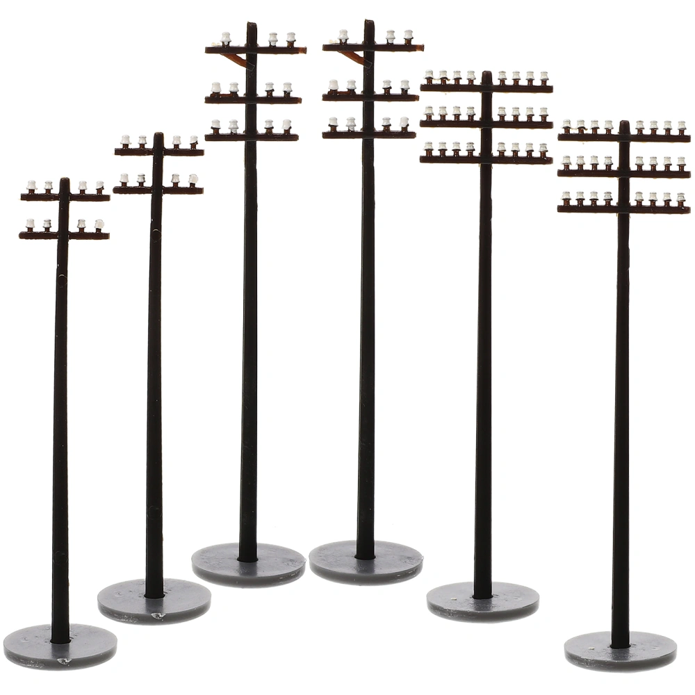 6pcs Mini Telephone Poles Model Railway Telephone Poles Model Sand Table Scene Accessories