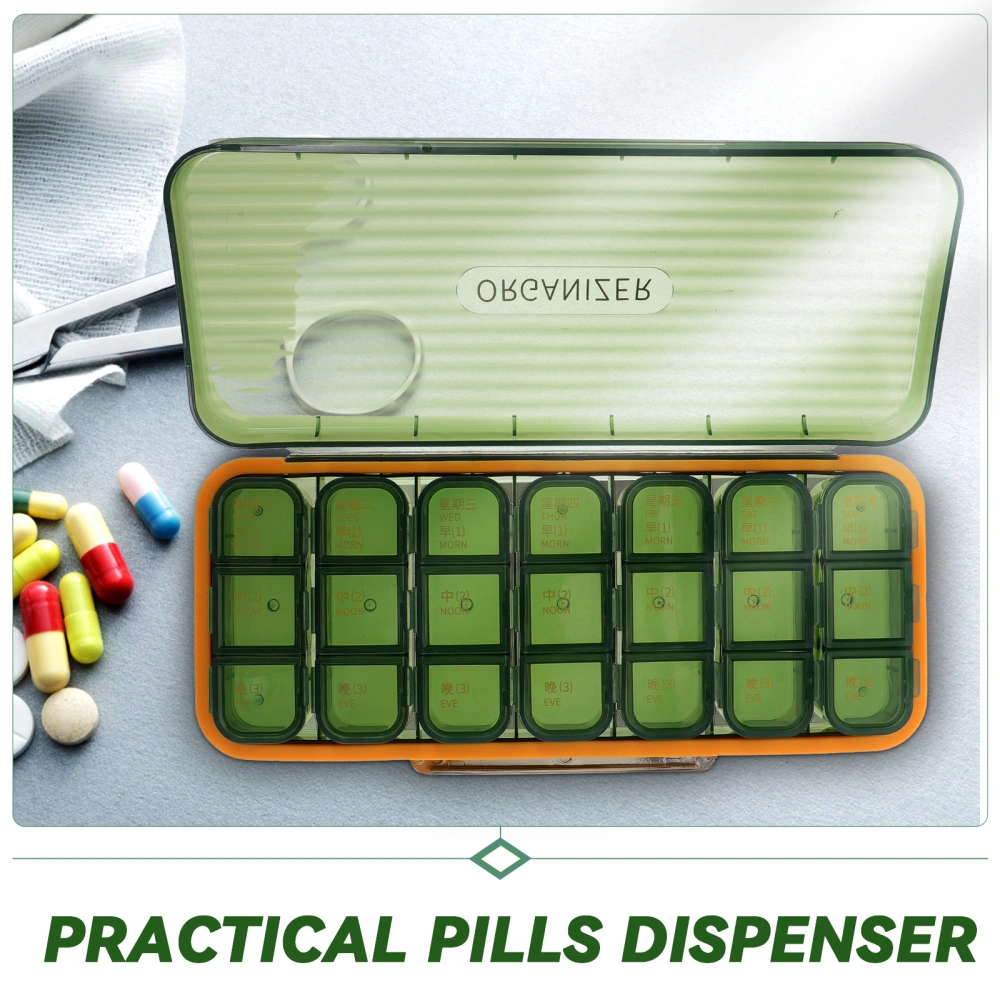 1 Set of Portable Pills Boxes Multi-grid Medicine Organizers Convenient Pills Cases