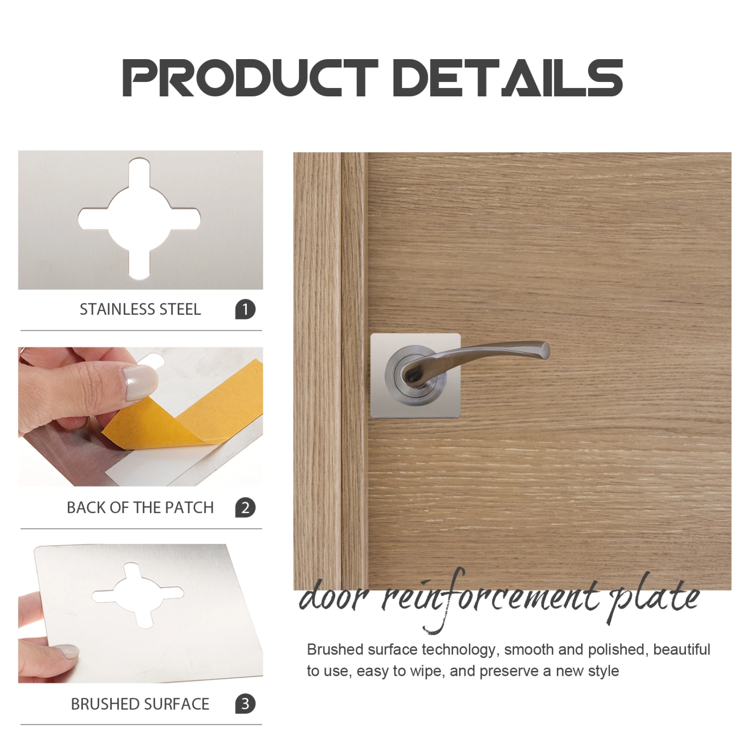 2pcs Door Reinforcement Plate Door Knob Plate Split Door Hole Filler Plate