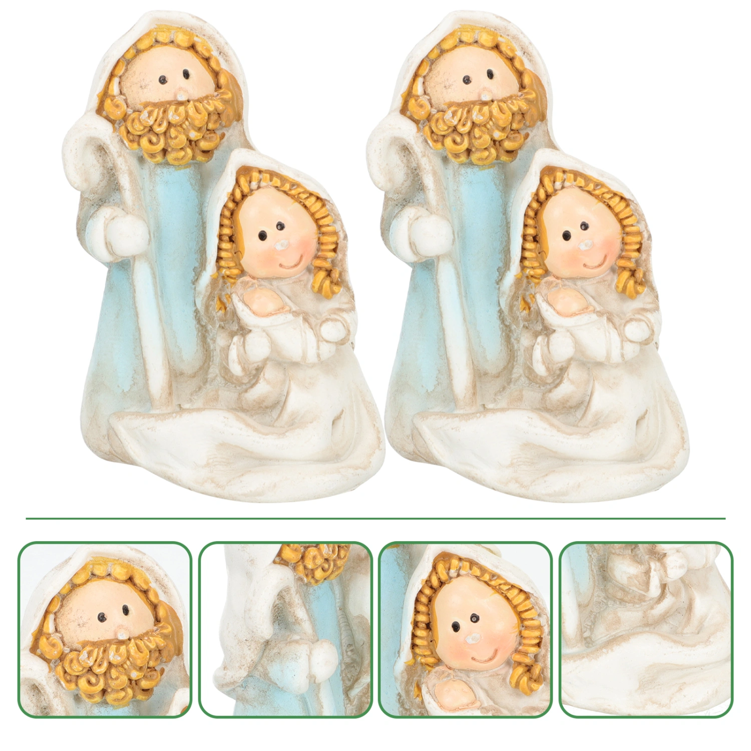 2Pcs Jesus Ornament Religious Statue Resin Nativity Ornament Christmas Jesus Ornament