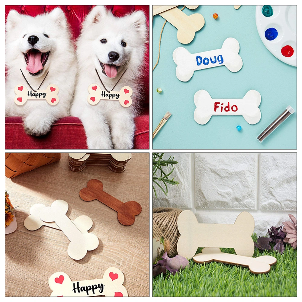 20pcs Wooden Dog Bone Cutouts Unfinished Wood Craft Graffiti Hand-painted Tags