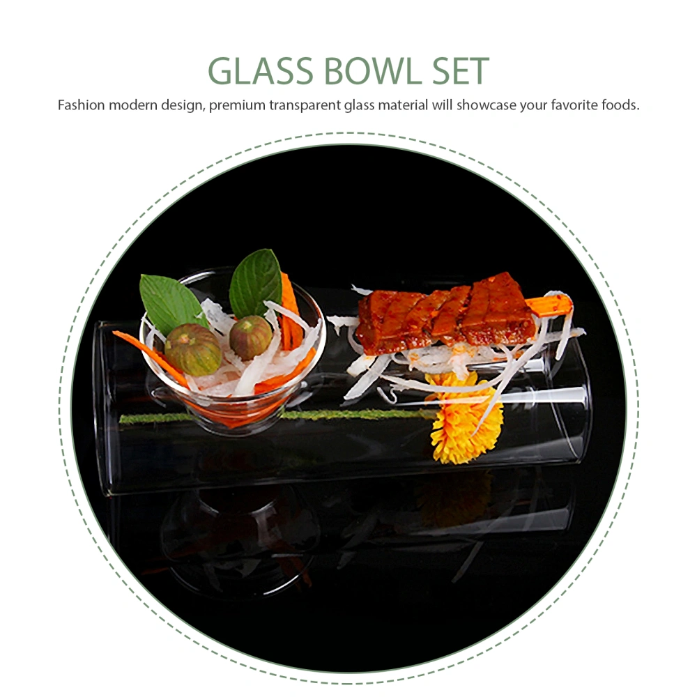 1 Set Glass Salad Bowl Household Food Serving Bowl with Dry Ice Container for Bar