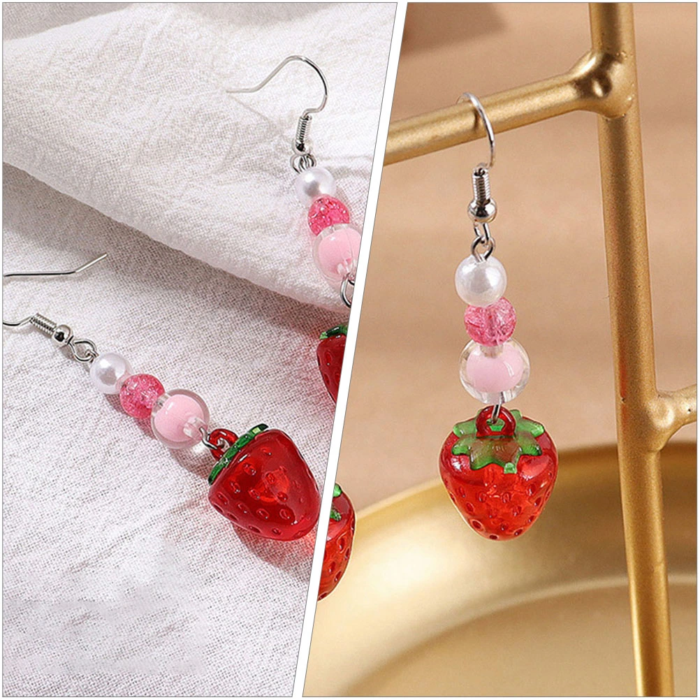 1 Pair Strawberry Earring Fruit Strawberry Resin Earrings Dangle Earrings Women Earrings