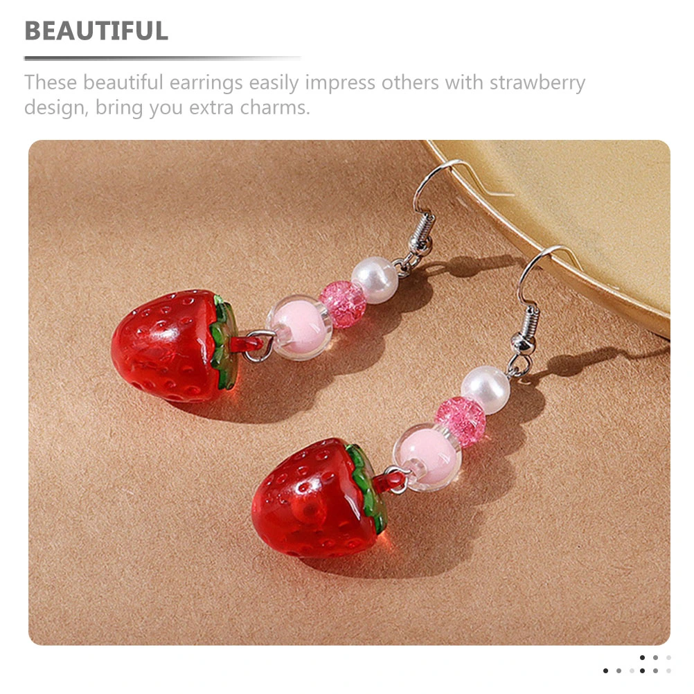 1 Pair Strawberry Earring Fruit Strawberry Resin Earrings Dangle Earrings Women Earrings