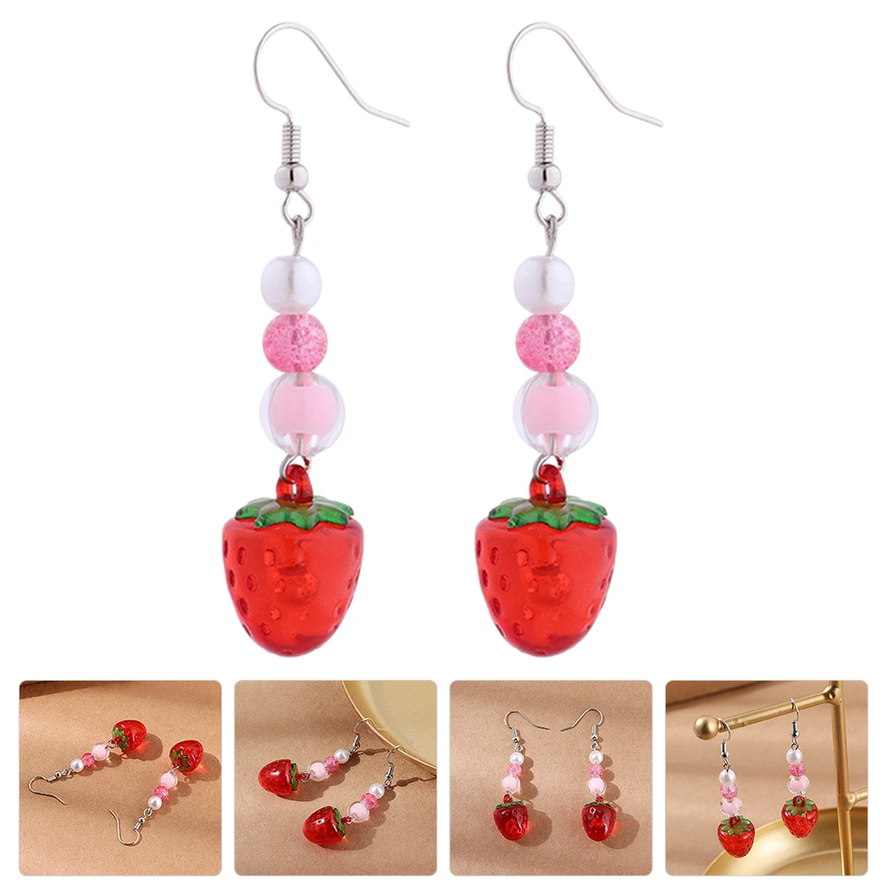 1 Pair Strawberry Earring Fruit Strawberry Resin Earrings Dangle Earrings Women Earrings