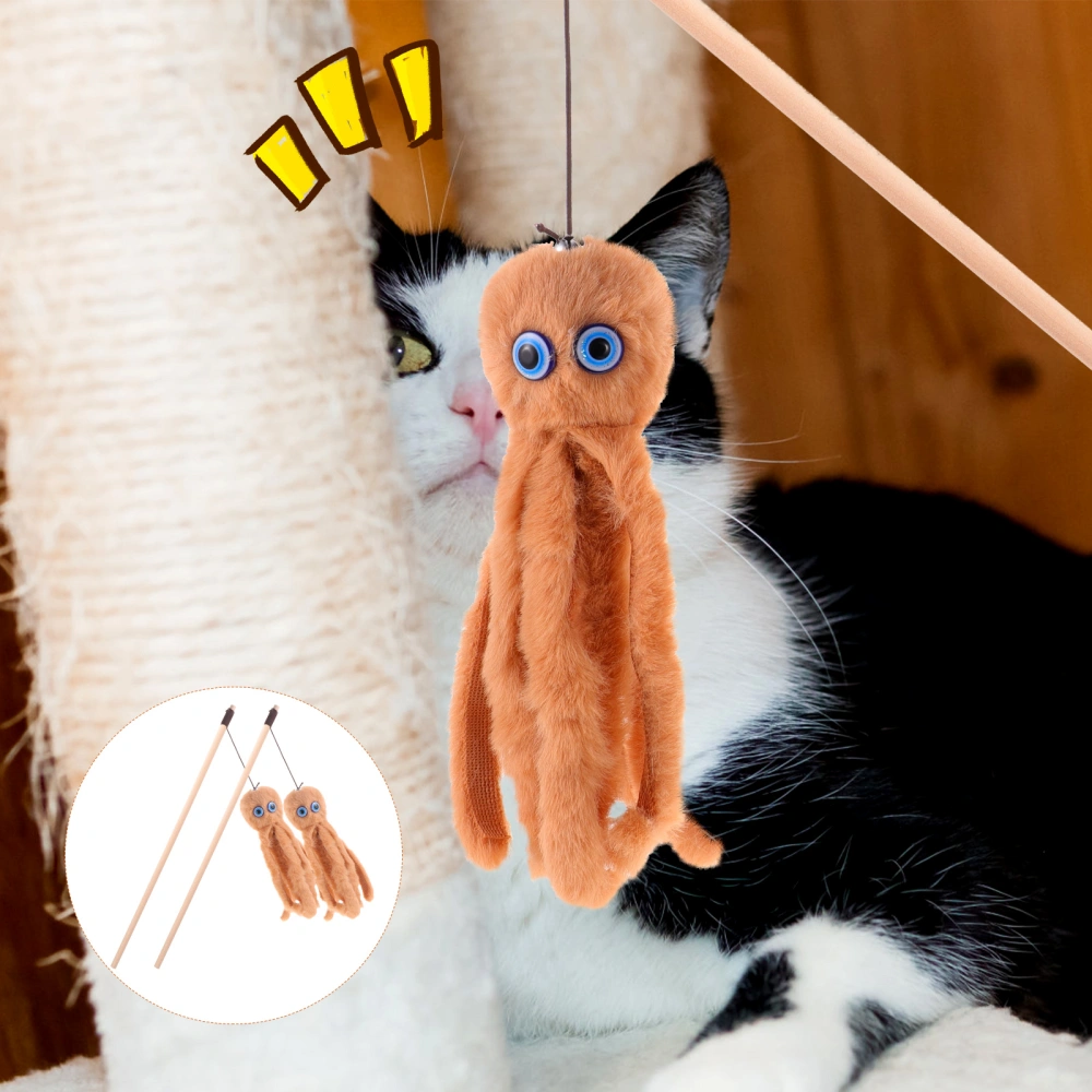 2Pcs Indoor Cat Teasing Wand Interactive Cat Stick Interesting Cat Toy Cat Fishing Pole Toy