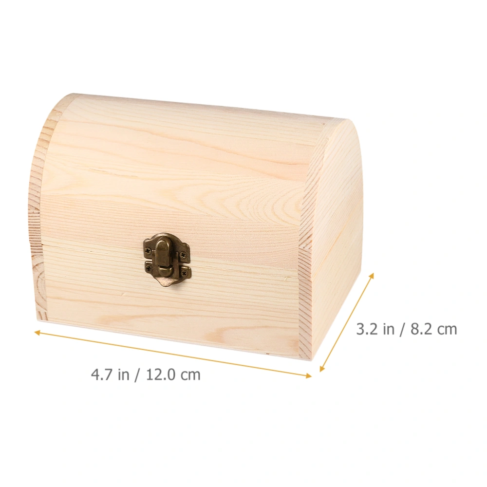 3Pcs Unfinished Wood Treasure Chest Wood Box with Hinged Lid Blank Treasure Box for Diy Crafts Art