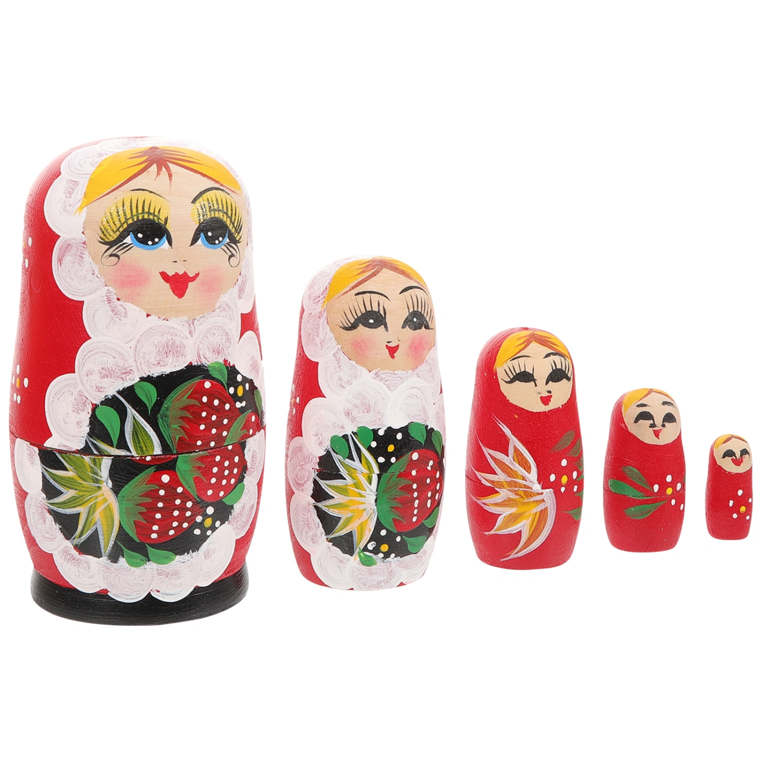 5Pcs Wooden Stacking Dolls Russian Nesting Dolls Lovely Ethnic Cartoon Dolls