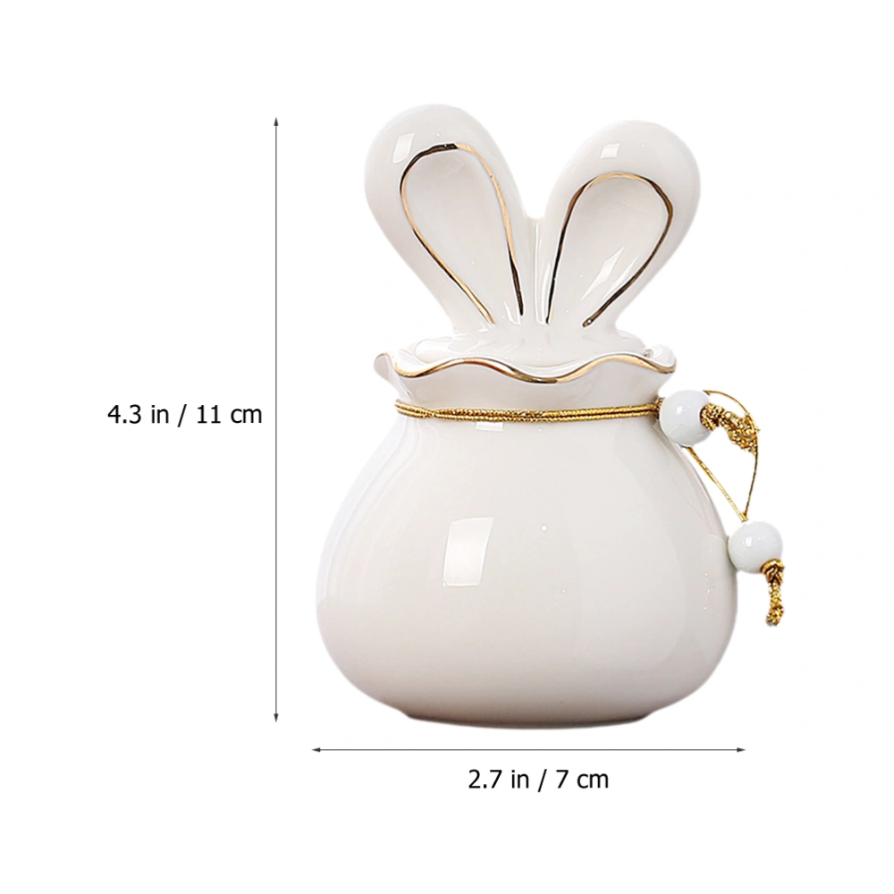 Rabbit Shaped Tea Jar Ceramic Tea Storage Jar Powder Storage Jar Ceramic Powder Canister