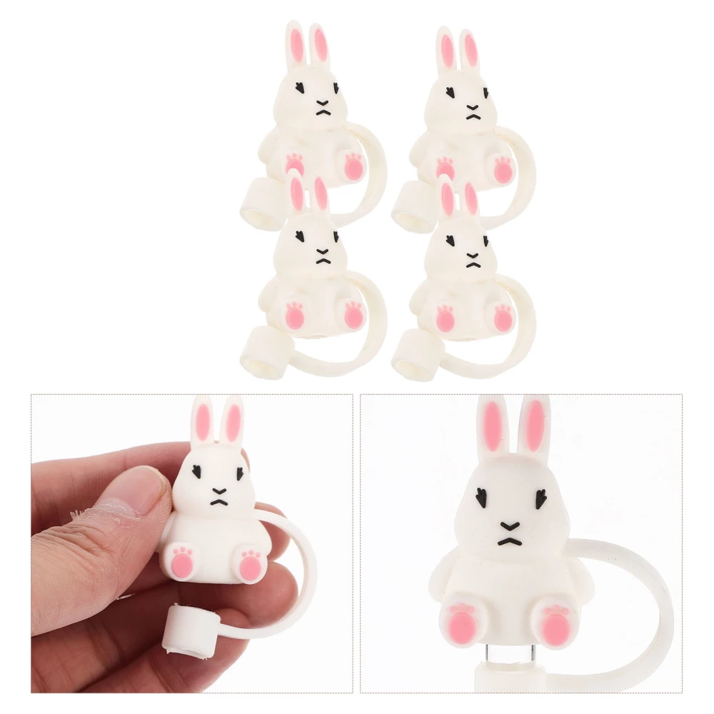 4Pcs Straw Tips Cover Reusable Rabbit Drinking Straw Tips Cap Straw Dust Plugs