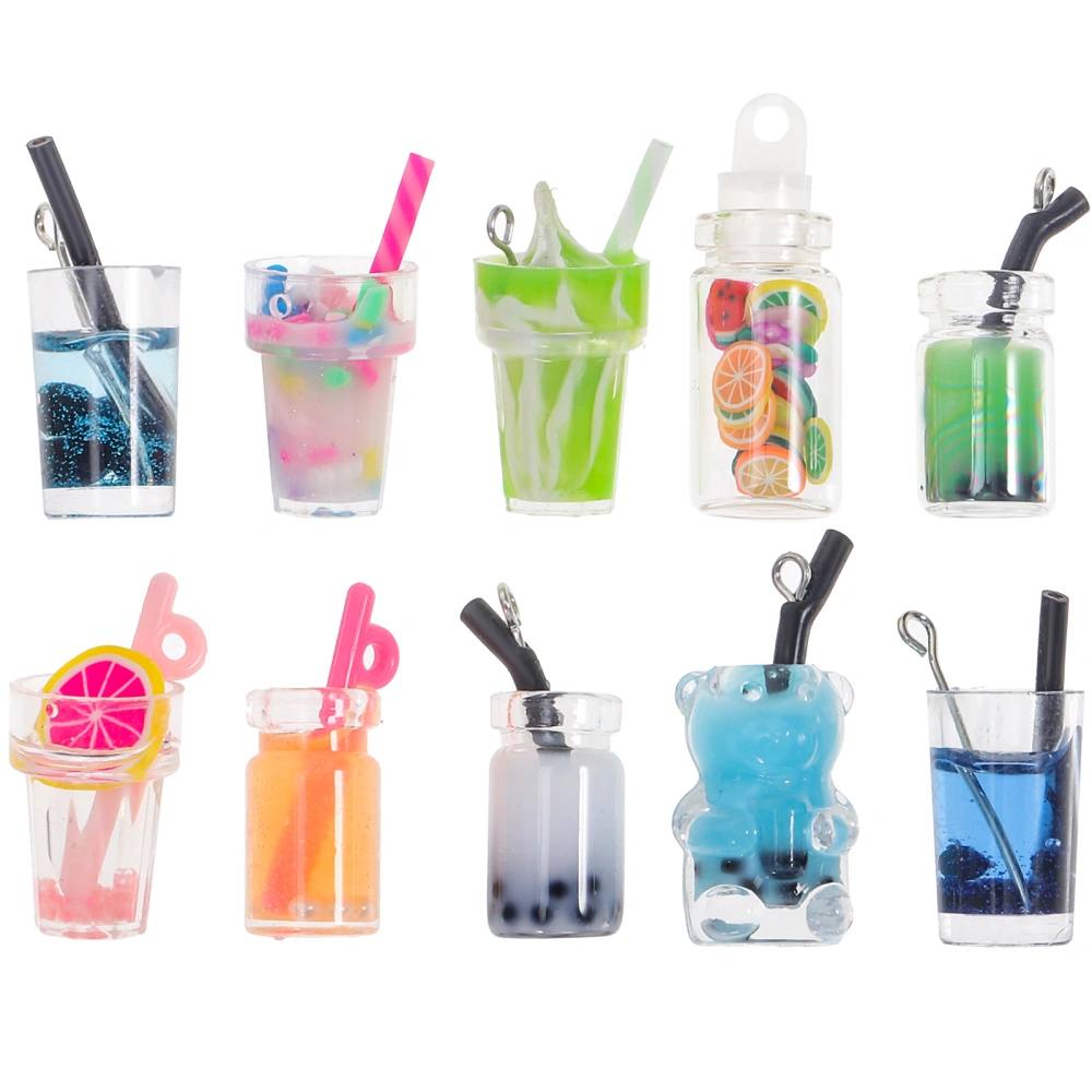 10Pcs Glass Bottle Necklace Charms Mini Glass Bottle Charms Glass Bottle Cup Necklace Pendant