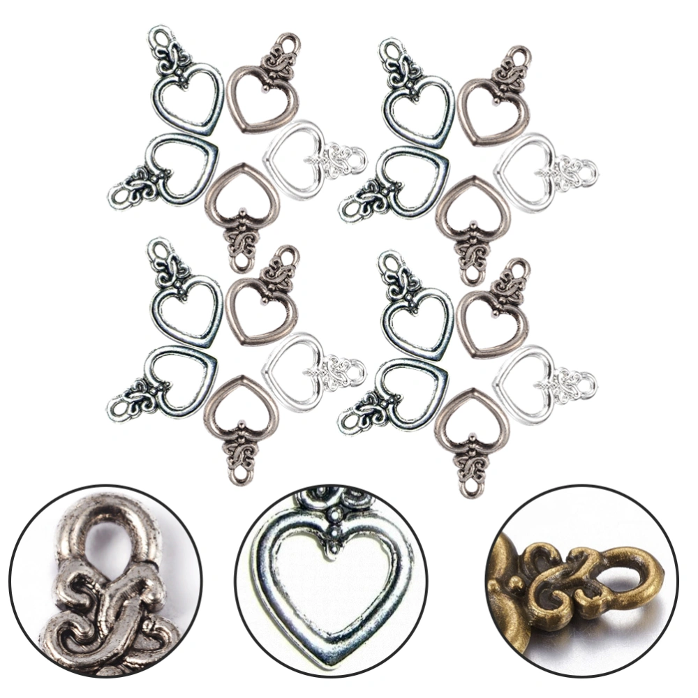 60 Sets of Toggle Clasp Heart Shaped Closure Clasps DIY Alloy Jewelry Toggle Clasps