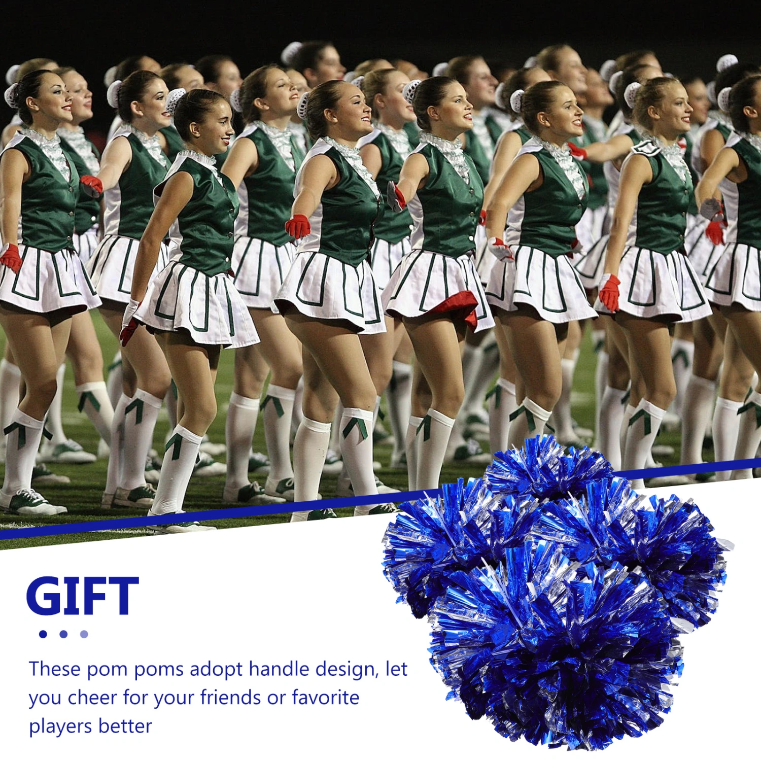 4Pcs Cheerleading Pom Poms Outdoor Cheerleader Prop for Football Basketball Cheers