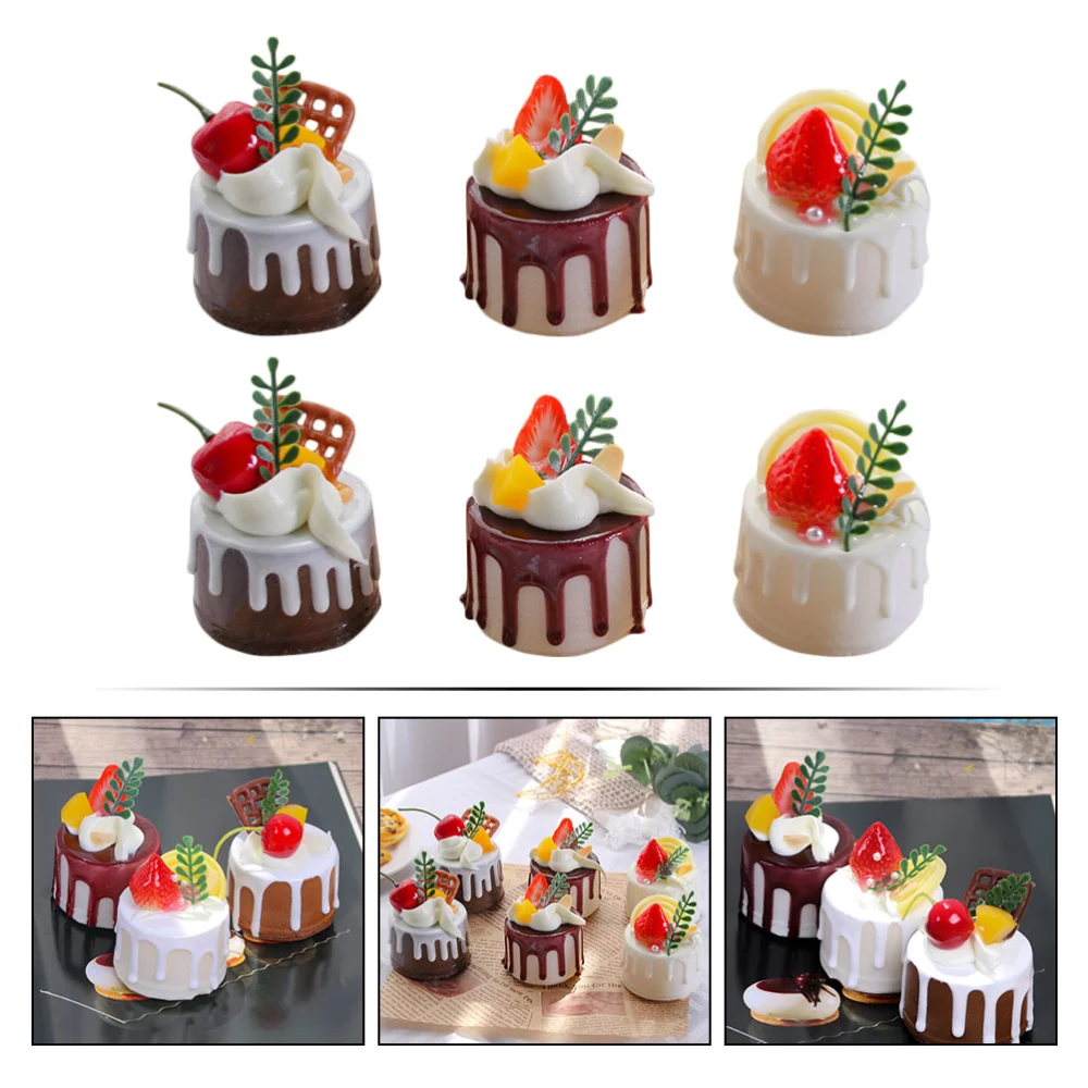 6Pcs Realistic Cake Model Artificial Food Model Kitchen Wedding Bakery Shop Decor