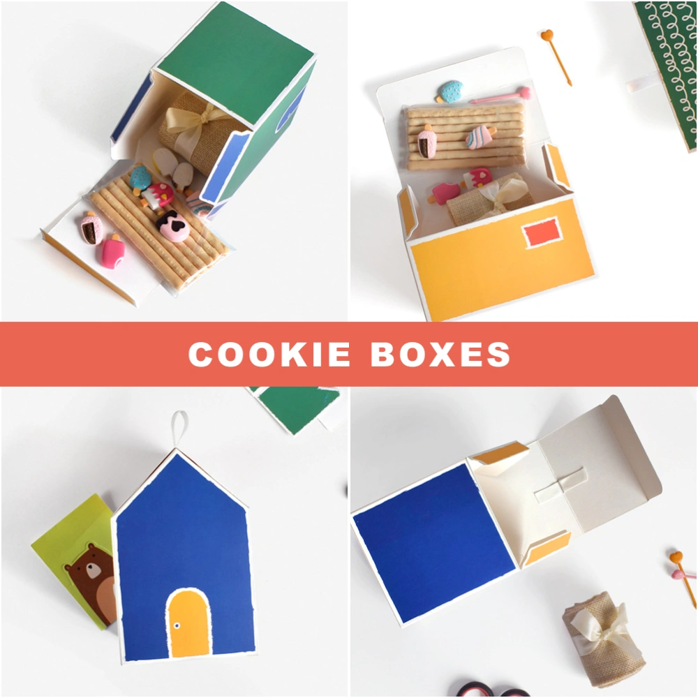 16Pcs House Shaped Candy Boxes Handheld Present Cases Multi-function Cookies Boxes