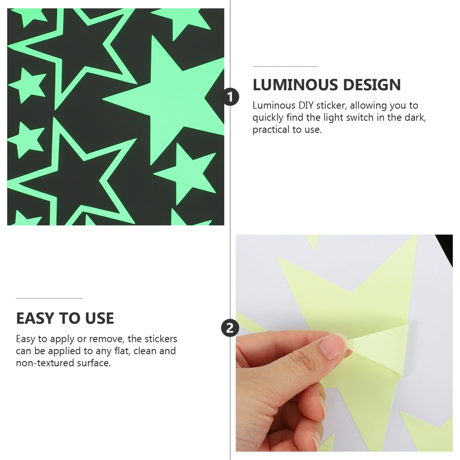 1 Set Glow in The Dark DIY Stickers Removable Glow in Dark Wall Decals Luminous Decals