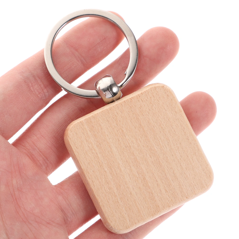 10pcs  Wood Keychains Blank Wood Keychains DIY Wooden Key Ring Crafts Keychains