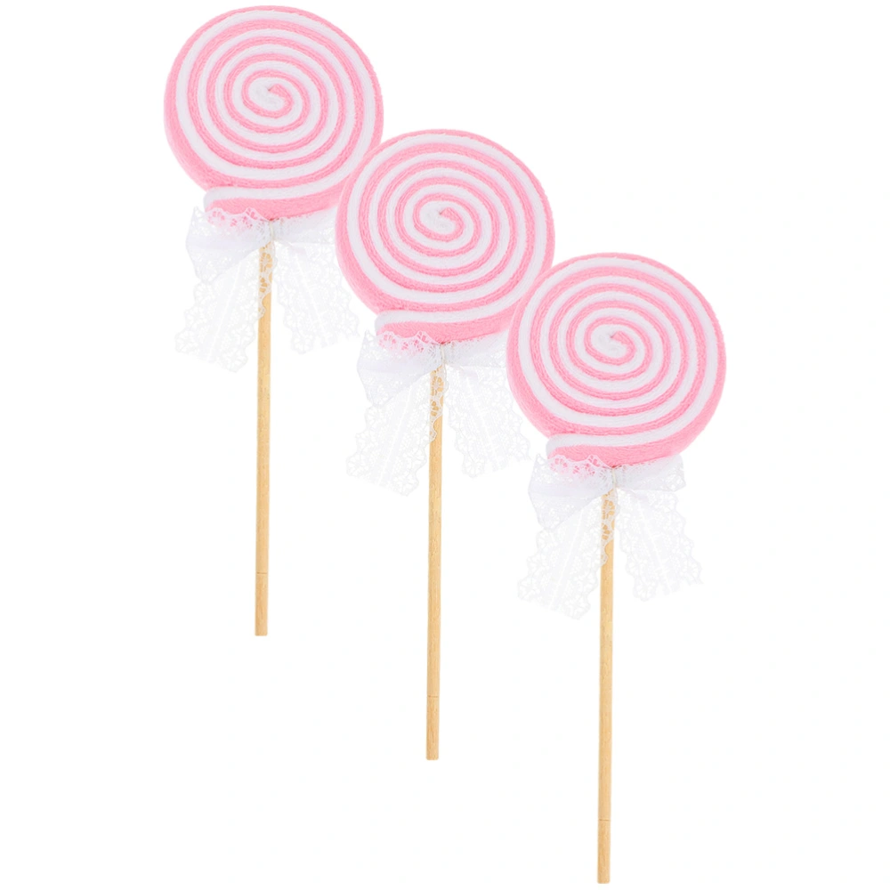 3Pcs Fake Lollipop Prop Simulation Lollipop Model Food Theme Photo Prop for Wedding Baby Shower