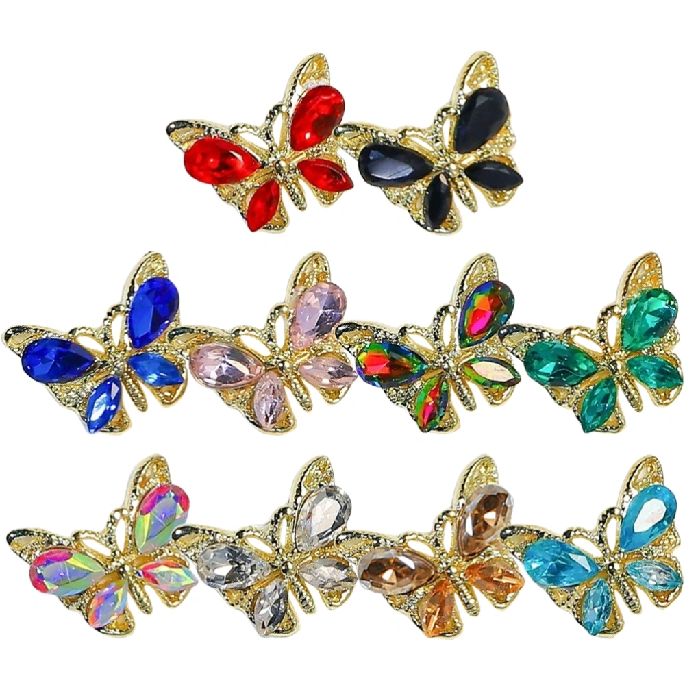 10pcs Rhinestones Nail Charms Butterflies Manicure Charms Nail Art Decoration