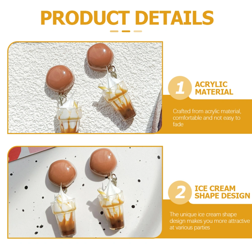 1 Pair Stud Earrings Cartoon Ice Cream Shaped Earrings Personalized Ear Studs