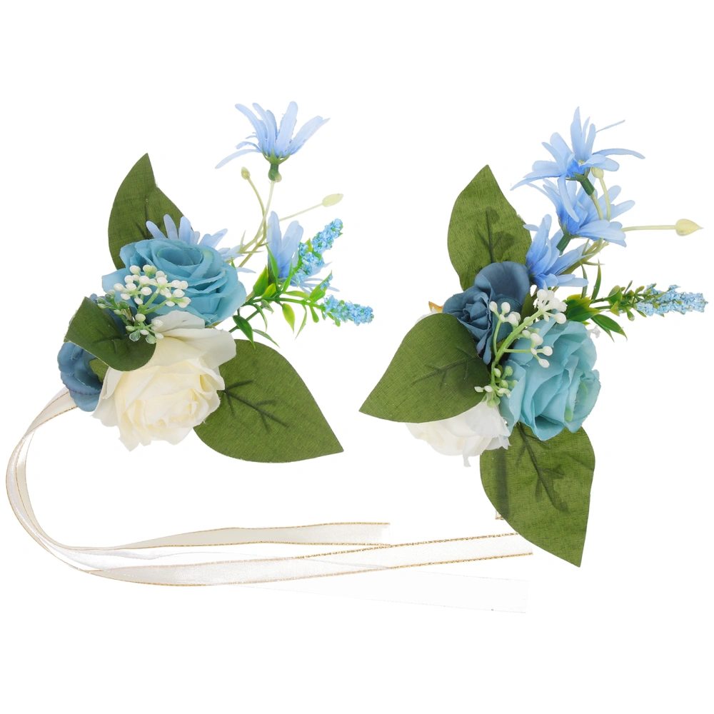 1 set of Corsage Wrist Flower Prom Wedding Wrist Flower Decor for Bride Groom