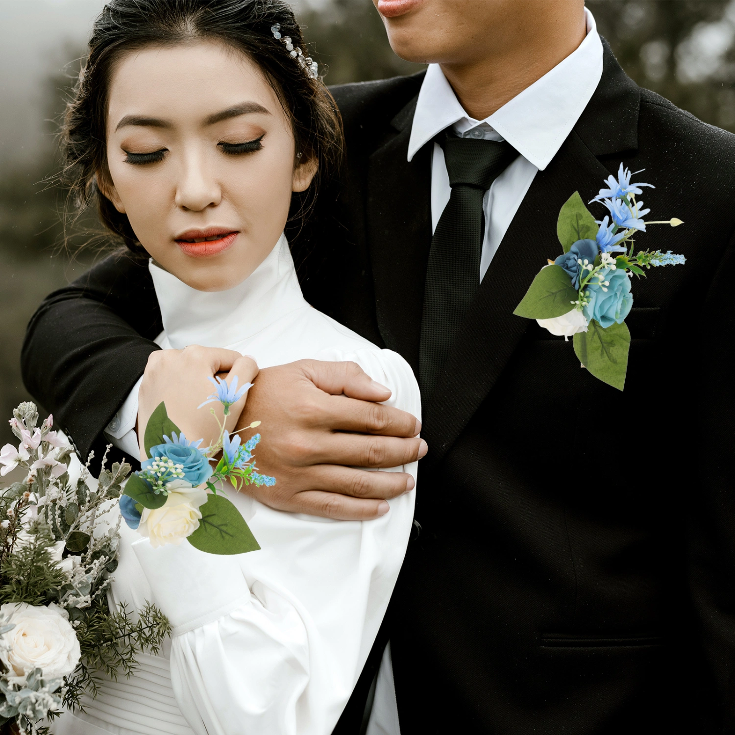 1 set of Corsage Wrist Flower Prom Wedding Wrist Flower Decor for Bride Groom