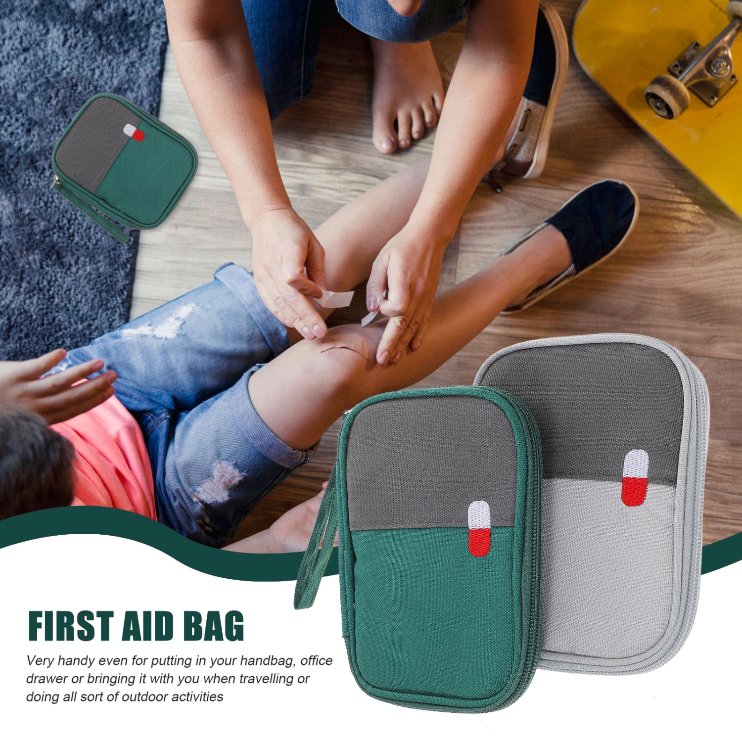 2Pcs Mini Medicine Storage Bag Travel Mini First Aid Pouch Portable Mini First Aid Kit Storage Bag