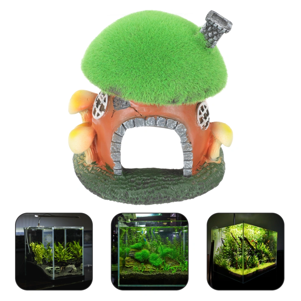 Fish Tank Hideout Decoration Mushroom House Adornment Underwater Resin Craft Aquarium Decor