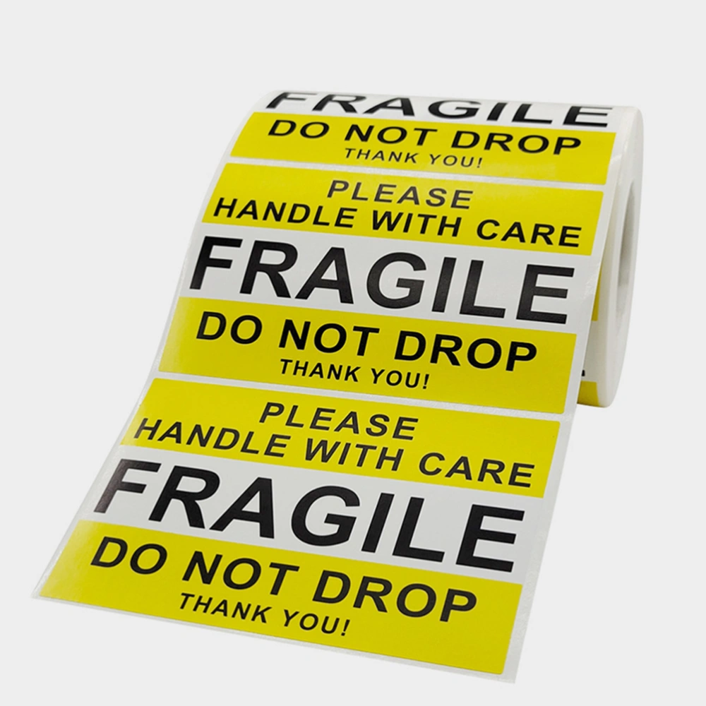 1 Roll Cargo Fragile Stickers Shipping Warning Decals Handle with Cares Labels