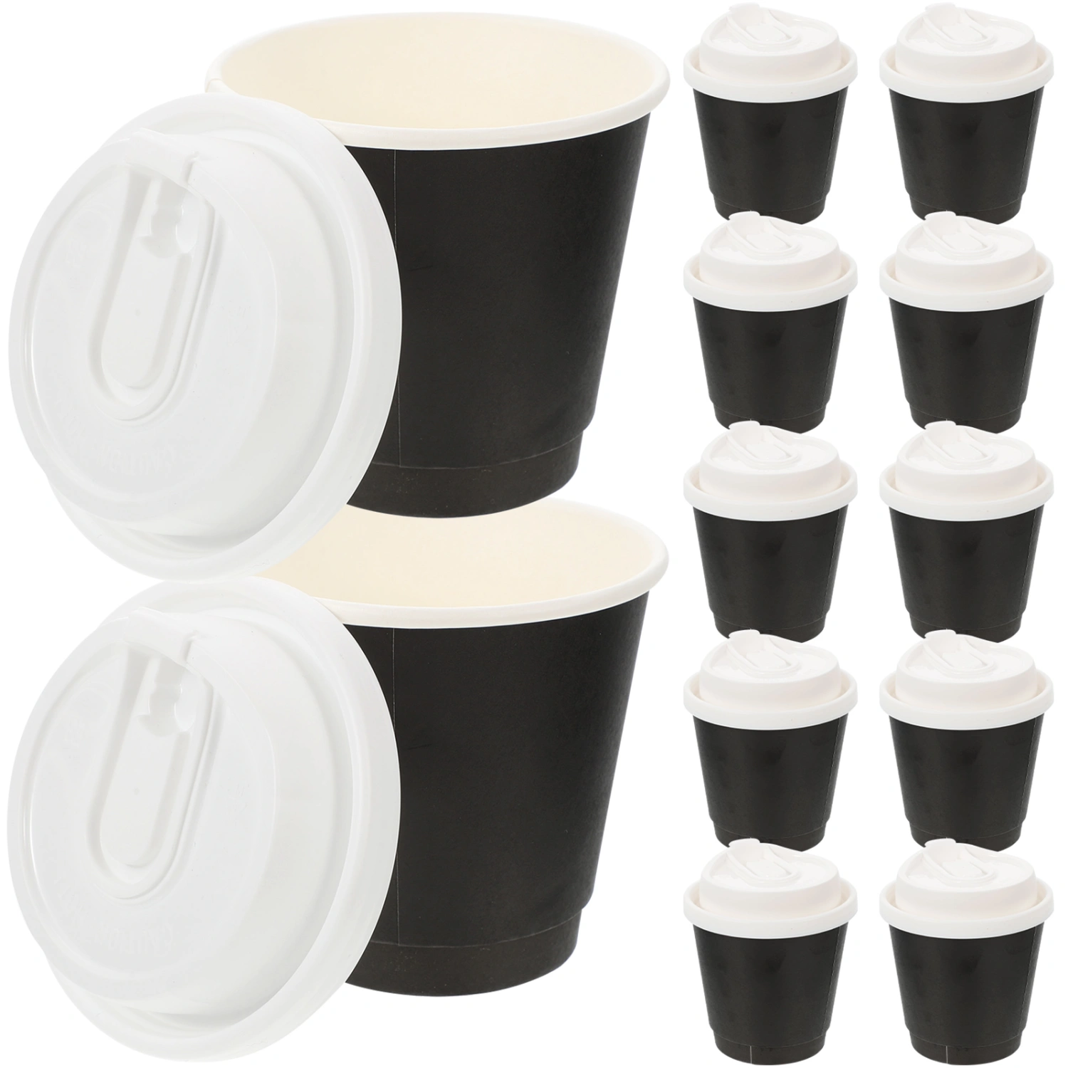 25 Sets Hot Coffee Cups Paper Cups With Lids Disposable Coffee Cups Drinking Cups