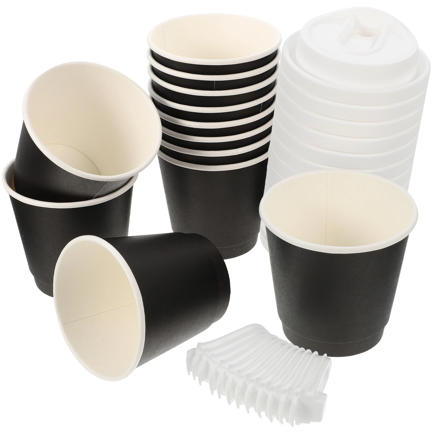 25 Sets Hot Coffee Cups Paper Cups With Lids Disposable Coffee Cups Drinking Cups