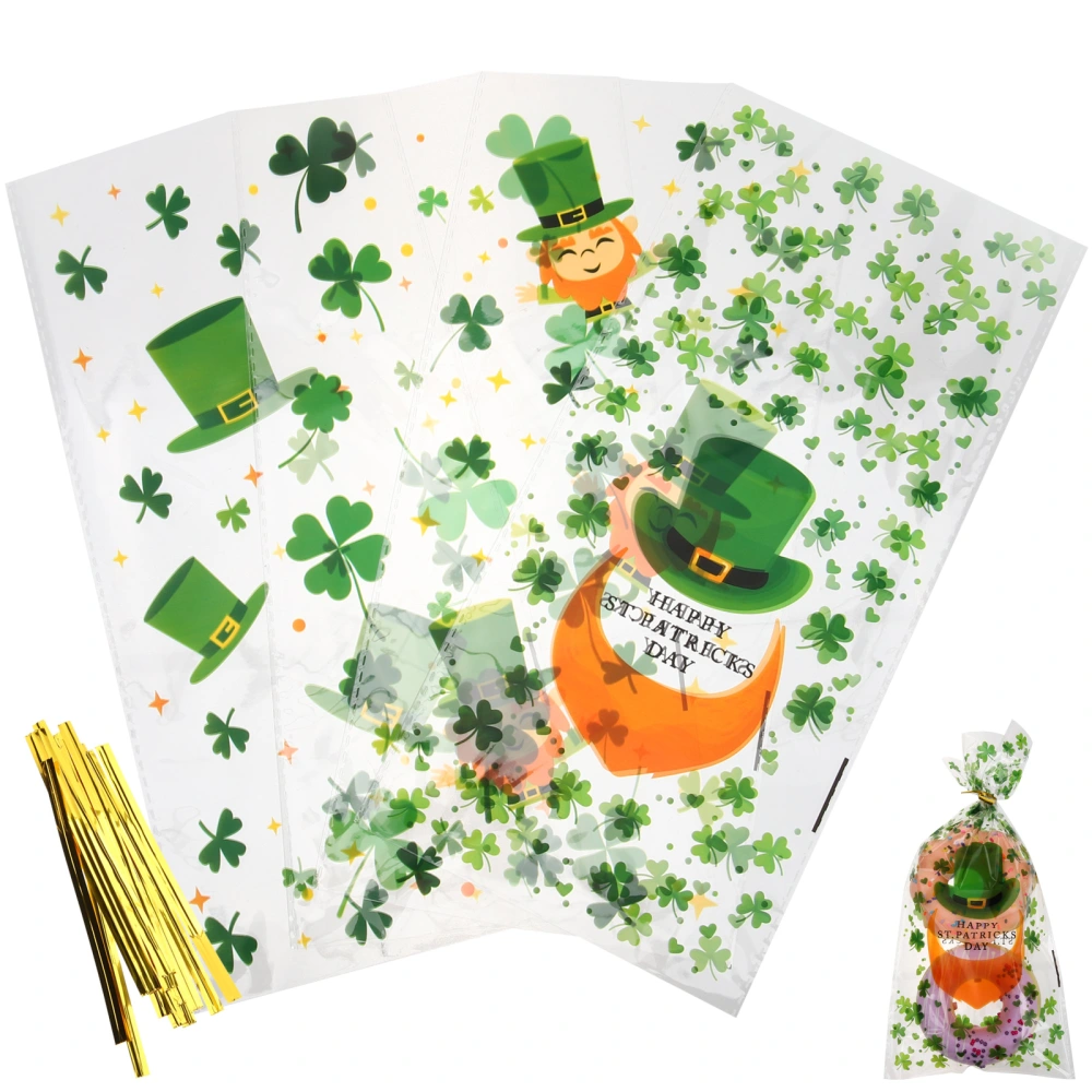 100Pcs St. Patrick Gift Bags St. Patrick Party Favors Bags for Candy Cookies Plush Toys Goodies