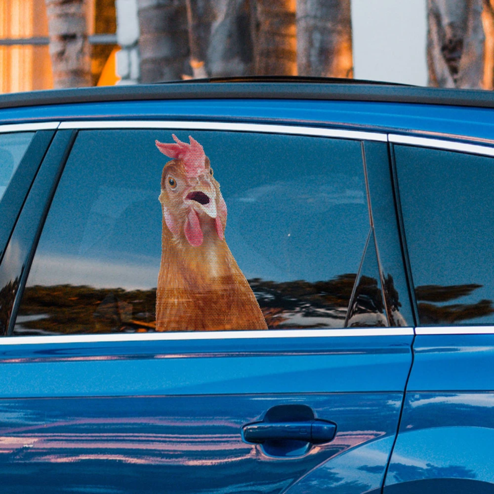 Waterproof Rooster Car Window Decal Cartoon Funny Rooster Glass Sticker Decoration