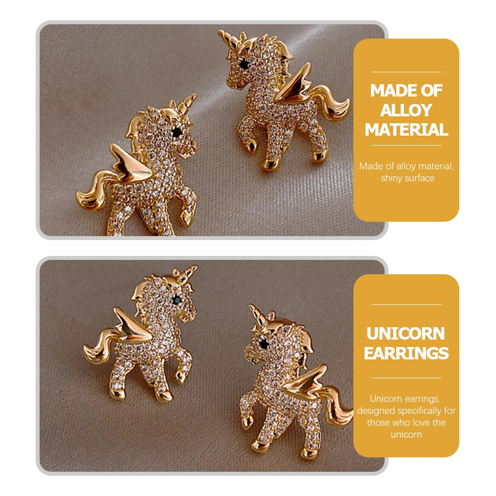 1 Pair Unicorn Stud Earrings Teens Girls Women Hypoallergenic Unicorn Earring Studs
